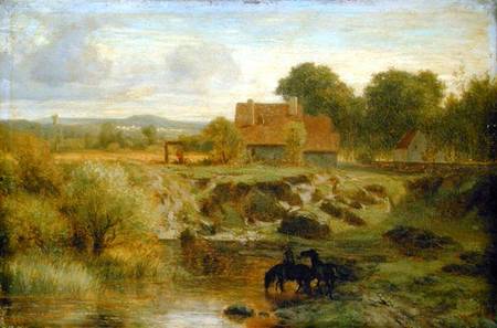 Horses Crossing a River in the Ile de France de Karl Peter Burnitz