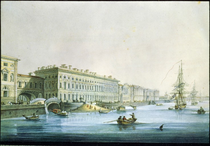 View of the Palace Embankment in St. Petersburg de Karl Petrowitsch Beggrow