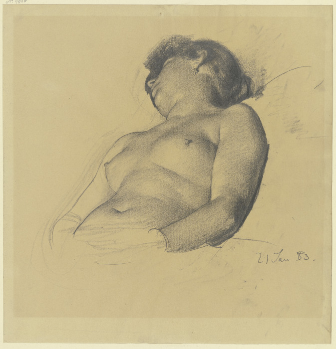 Weiblicher Halbakt einer Schlafenden de Karl Stauffer-Bern