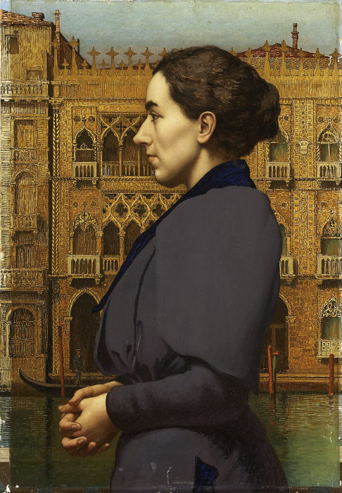 Portrait of Anna Cossmann before Ca d’Oro in Venice de Karl von Pidoll
