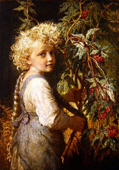 Gathering Red Berries de Karl Wilhelm Friedrich Bauerle