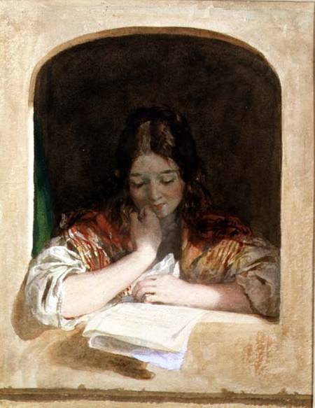 Girl Reading at a Window de Károly Brocky