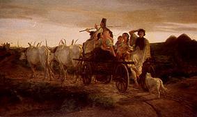 Yoke of oxen returning home de Károly Lotz
