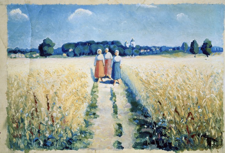 Three women on the road de Kazimir Severinovich Malewitsch