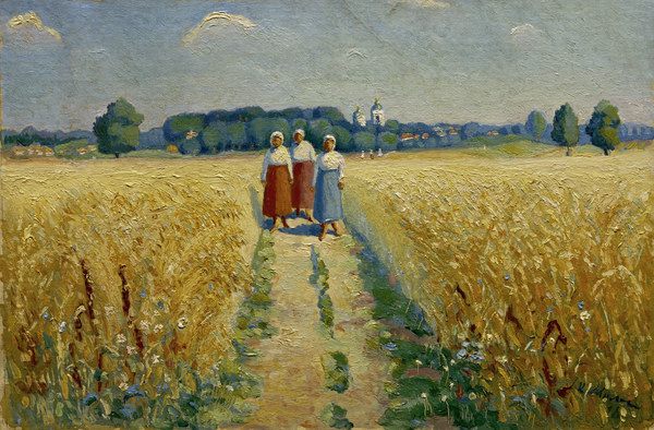 K.Malevich, Three women on a path de Kazimir Severinovich Malewitsch