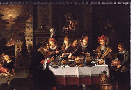 Lazarus and the Rich Man's Table (from Luke XVI) de Kasper or Gaspar van der Hoecke