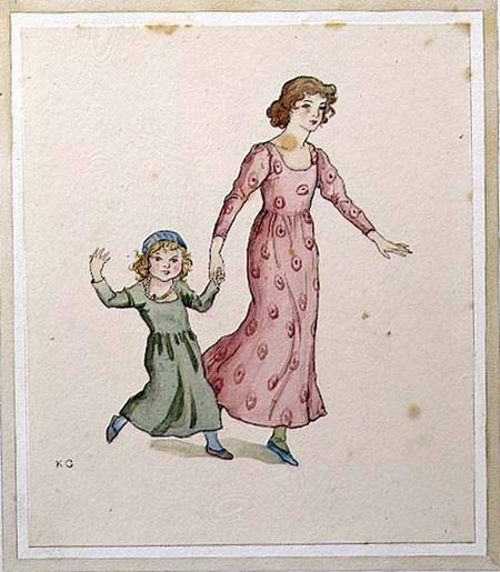 Two Little Girls in Party Dresses de Kate Greenaway