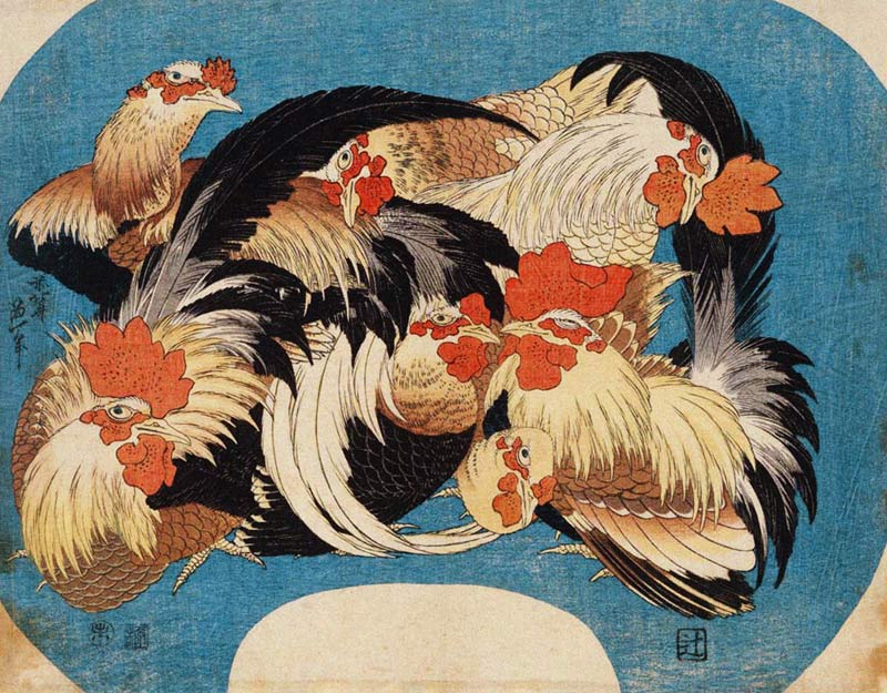 Flock of Chickens de Katsushika Hokusai
