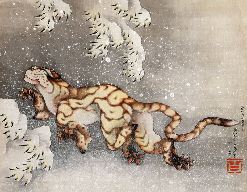 Tiger in a snowstorm de Katsushika Hokusai