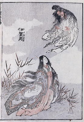 A witch and a woman, from a Manga (colour woodblock print) de Katsushika Hokusai