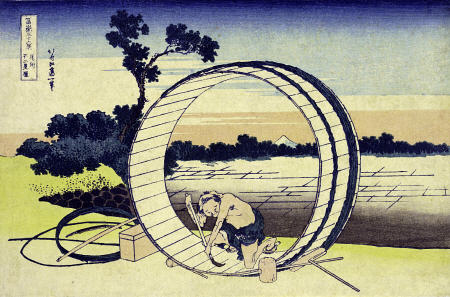 Campos en la provincia de Owari de la serie "Las treinta y seis vistas del Monte Fuji" de Katsushika Hokusai