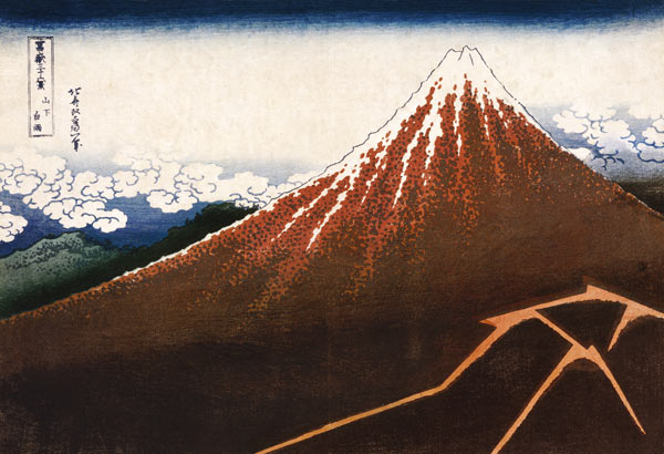Tormenta bajo la cima (El Fuji Negro), de la serie "Treinta y seis vistas del Monte Fuji) de Katsushika Hokusai