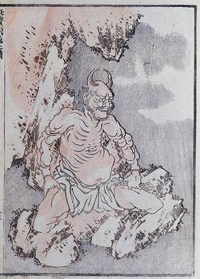 A genie, from a Manga (coloured woodblock print)
