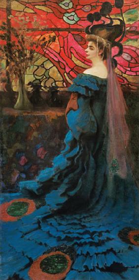 Woman in front of a glass window (the peacock) por