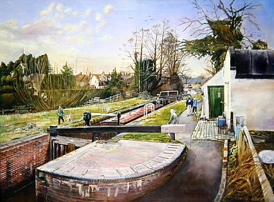 Lowsonford Locks, Stratford Canal, 2001 (oil on canvas)  de Kevin 