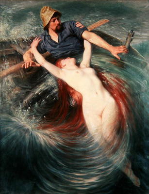 The Fisherman and the Siren (oil on canvas) de Knut Ekvall