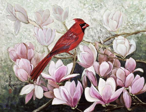 Cardinal, 2001 (gouache on rice paper)  de Komi  Chen
