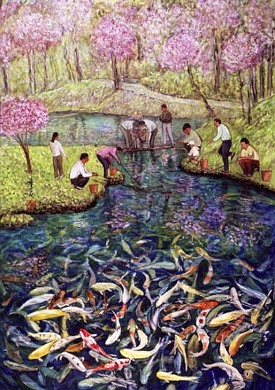 Fishing, 1996 (gouache on silk)  de Komi  Chen