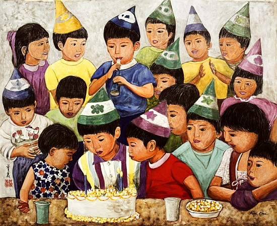 Happy Birthday, 1994 (gouache on silk)  de Komi  Chen