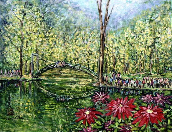 Mirror Bridge, 1993 (gouache on silk)  de Komi  Chen