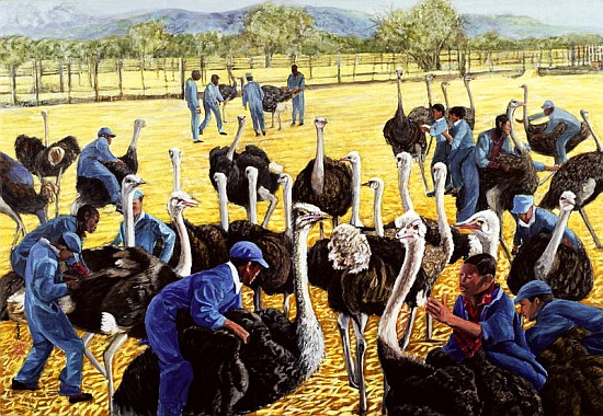 Ostrich Farm, 1988 (gouache on rice paper)  de Komi  Chen