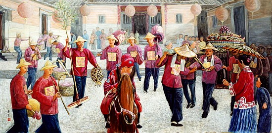 Traditional Wedding, 1997 (gouache on silk)  de Komi  Chen