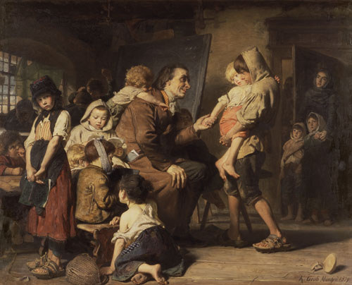 Pestalozzi con los huérfanos. de Konrad Grob