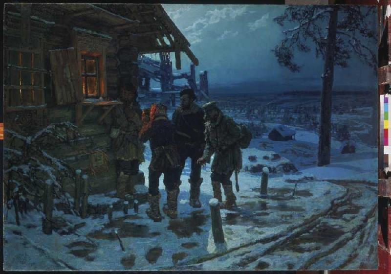 The alms for Siberian prisoners run away de Konstantin Apollonowitsch Sawizki