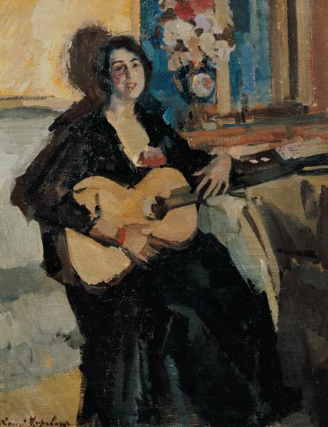 Lady with a guitar de Konstantin Alexejewitsch Korowin