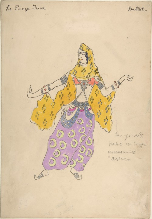 Polovtsian girl. Costume design for the opera Prince Igor by A. Borodin de Konstantin Alexejewitsch Korowin
