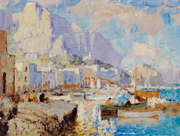 Capri Seascape (oil on panel) de Konstantin Ivanovich Gorbatov
