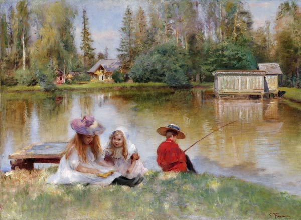 Children by the Lake de Konstantin Jegorowitsch Makowski