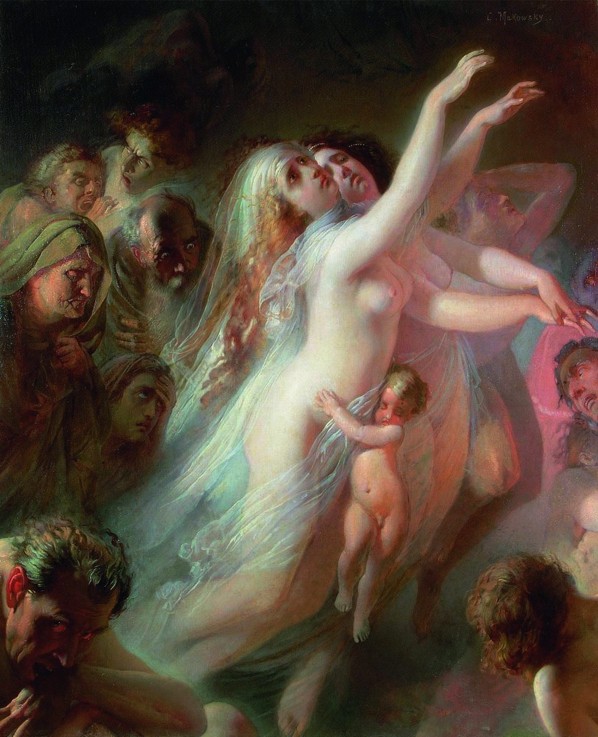 Charon conveyed the souls of the dead across the Styx de Konstantin Jegorowitsch Makowski