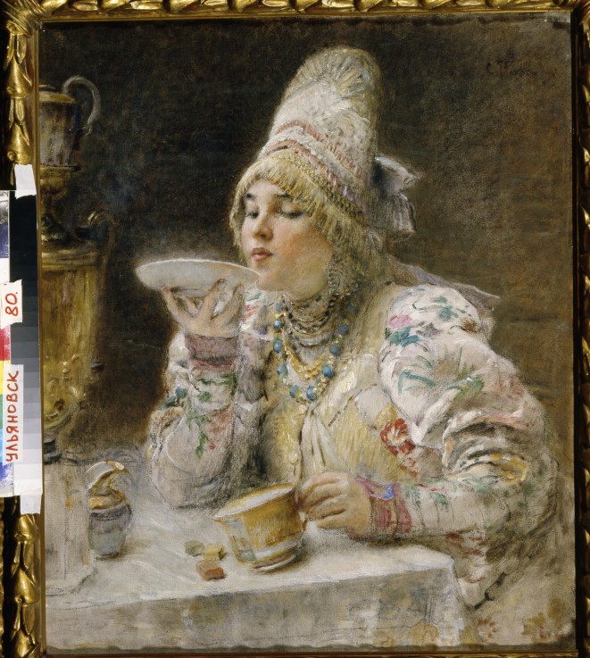 Tea drinking de Konstantin Jegorowitsch Makowski