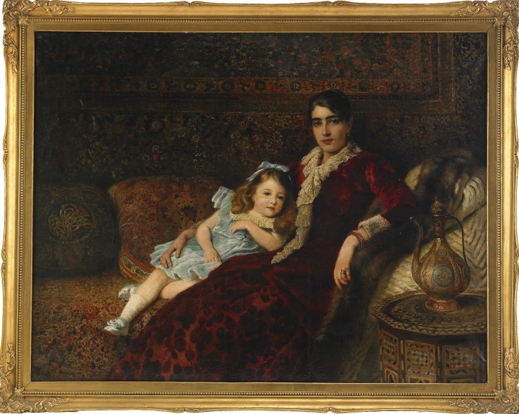 Interior with Mother and Daughter de Konstantin Jegorowitsch Makowski