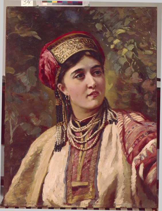 Girl in Traditional Dress de Konstantin Jegorowitsch Makowski