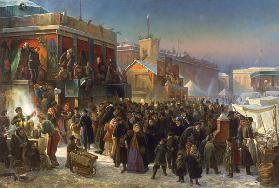 Shrove-tide Fete on Admiralty Square in St Petersburg