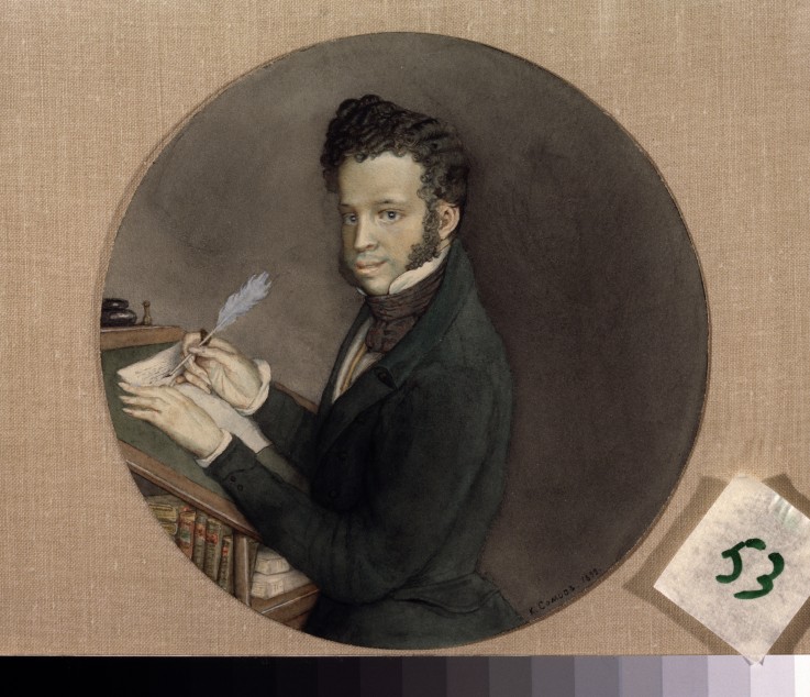 Portrait of the author Alexander S. Pushkin (1799-1837) de Konstantin Somow