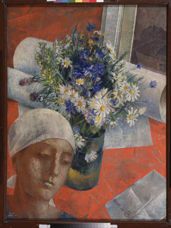 Flowers and a Woman's head de Kosjma Ssergej. Petroff-Wodkin