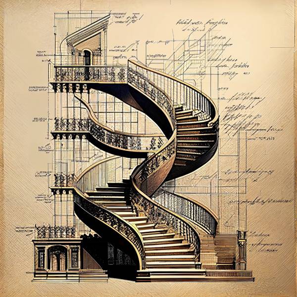 AI failure - this is how AI constructs a spiral staircase de Kunskopie Kunstkopie