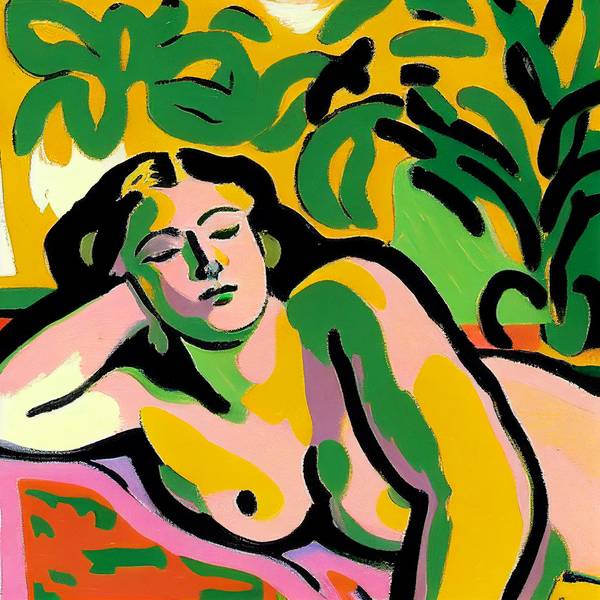 Sleeping woman - inspired by Matisse de Kunskopie Kunstkopie
