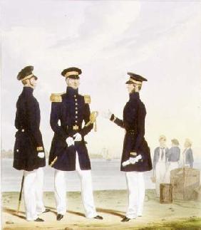 Captain, Flag Officer and Commander (Undress) plate 9 from 'Costume of the Royal Navy and Marines',