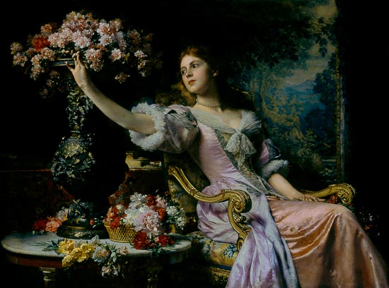 Lady with Flowers de Ladislaw von Czachorski