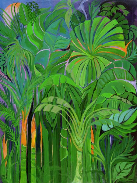 Rain Forest, Malaysia, 1990 (acrylic on canvas)  de Laila  Shawa