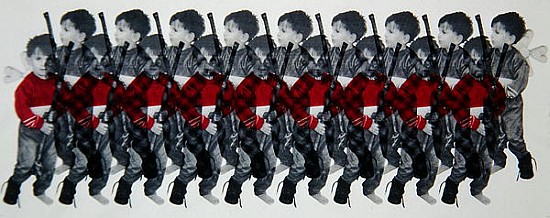 Boy Soldiers, 1996 (silkscreen on cotton)  de Laila  Shawa