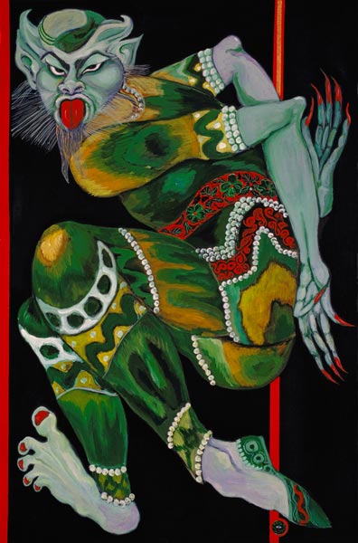 The Devil, after Bakst (Part I), 1992 (acrylic on canvas) (see also 279212)  de Laila  Shawa
