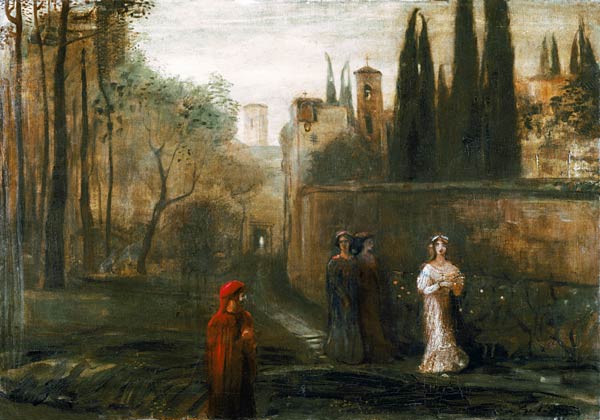 The meeting of Dante and Beatrice de Lajos Gulácsy