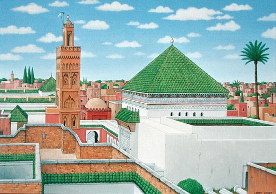 Rooftops, Marrakech, 1998 (acrylic on linen)  de Larry  Smart