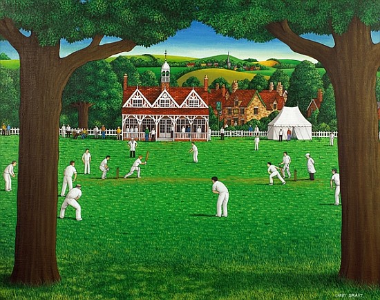 The Cricket Match, 1987 (acrylic on linen)  de Larry  Smart