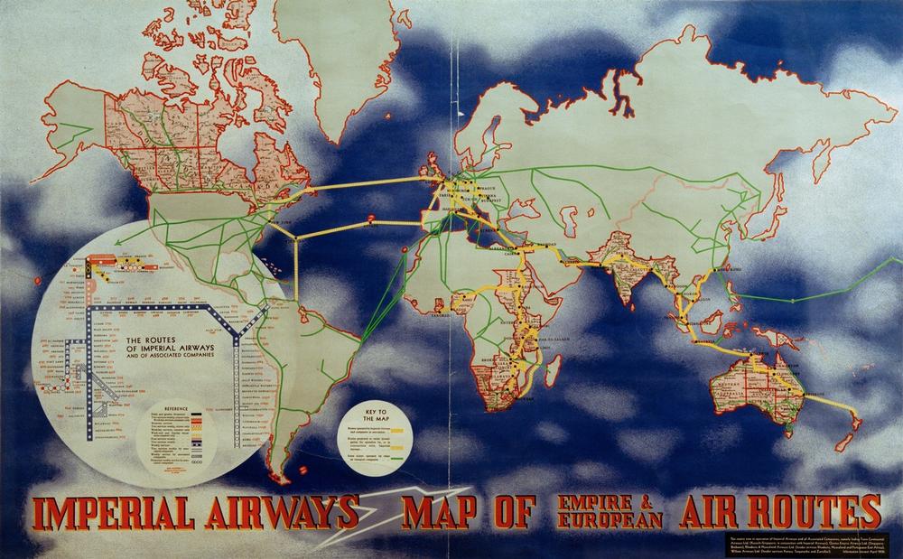Imperial Airways Map of Empire and European Air Routes de László Moholy-Nagy